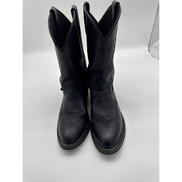 Justin Black Leather Western Cowboy‎ Boots JB1104 Pull-On Stitched Men\'s 10EE main image 4